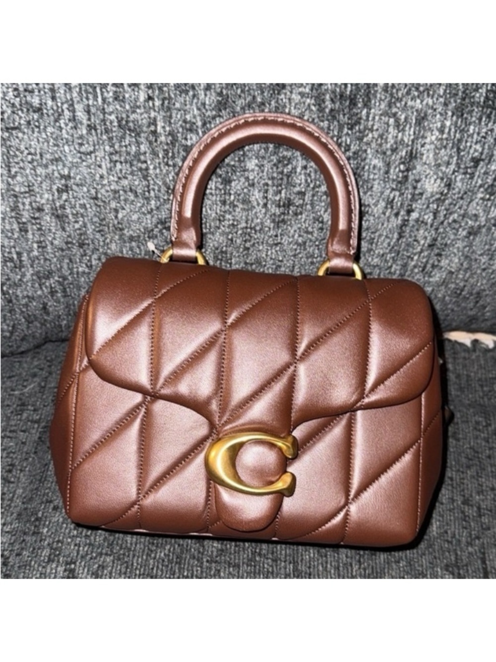 Coach Quilted Top-Handle Satchel in Chestnut with Gold Hardware